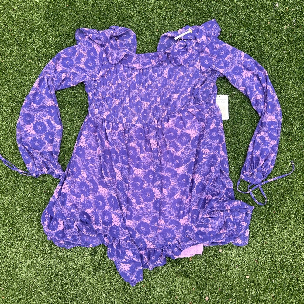 Free People Purple Floral Ruffle Dress